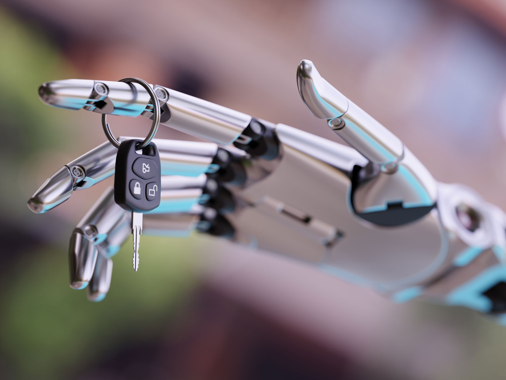 robot hand with car keys